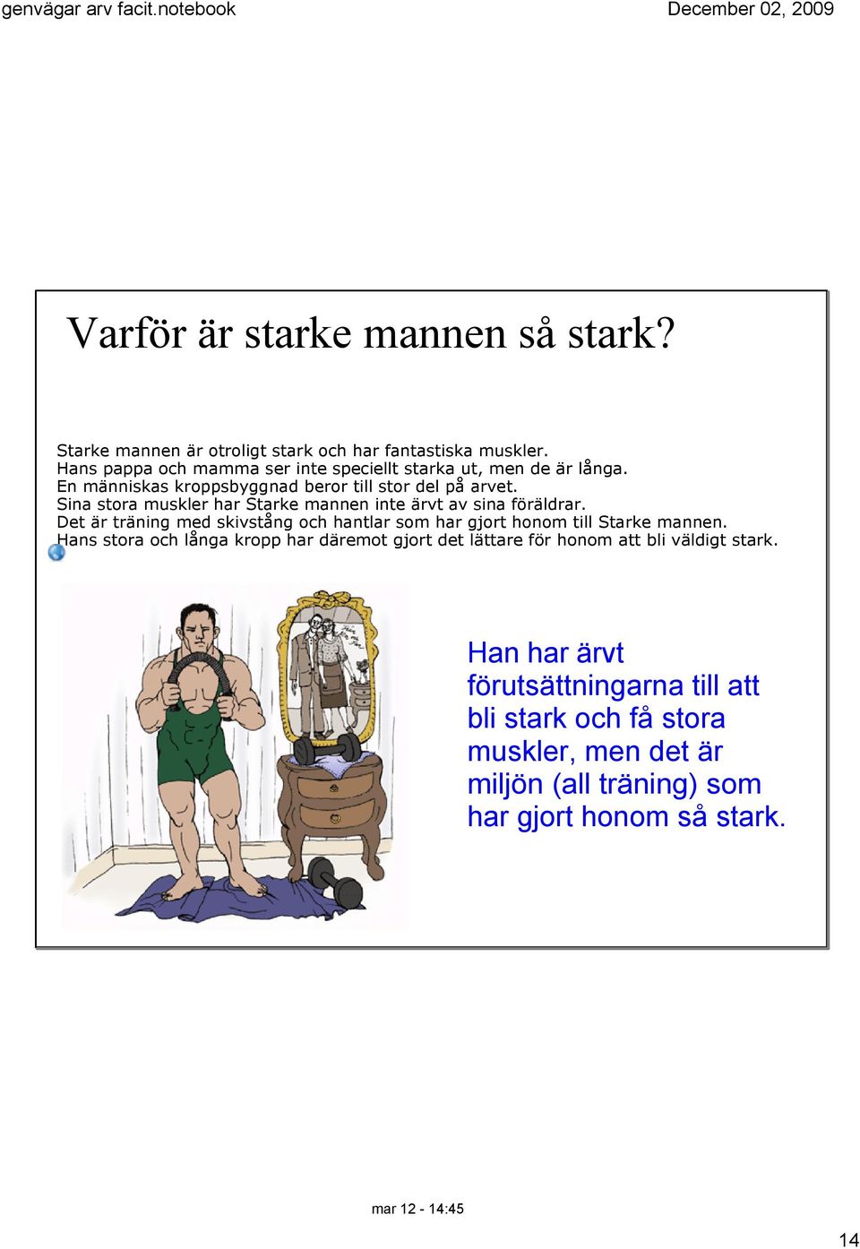 Sina stora muskler har Starke mannen inte ärvt av sina föräldrar. Det är träning med skivstång och hantlar som har gjort honom till Starke mannen.