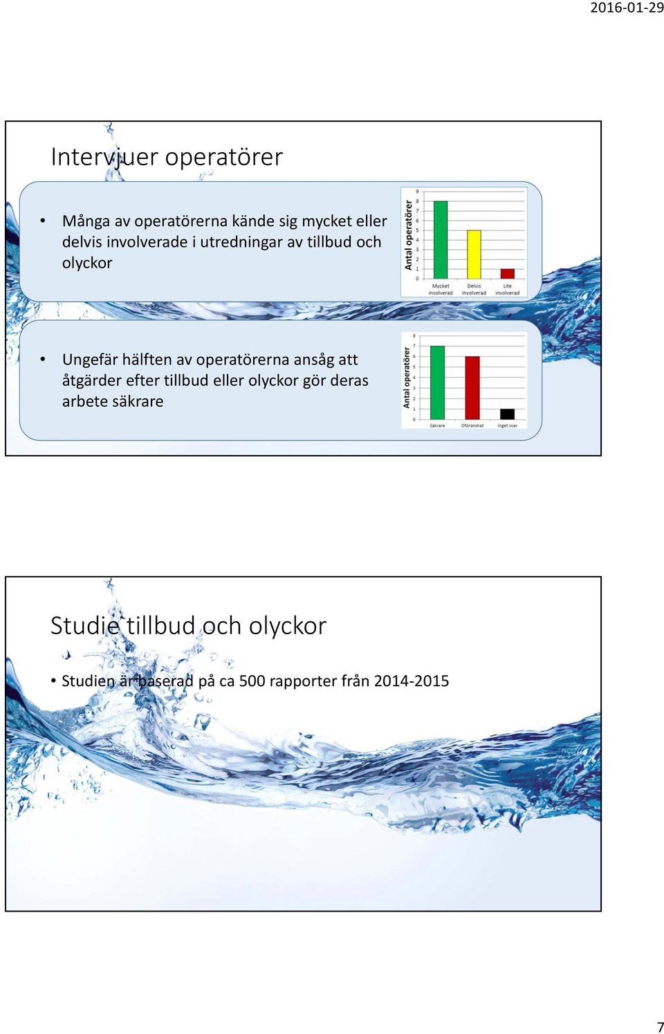 operatörerna ansåg att åtgärder efter tillbud eller olyckor gör deras arbete