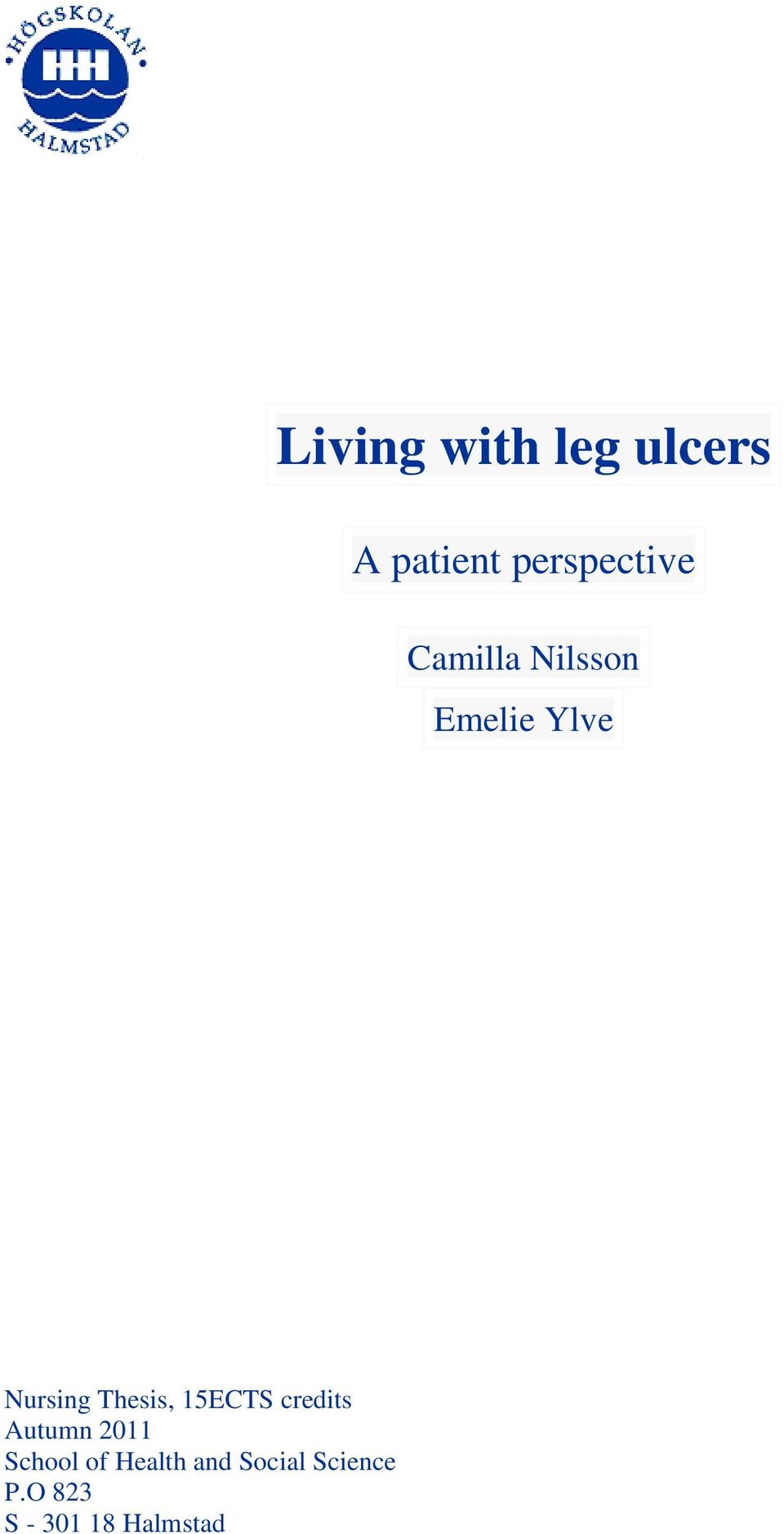 15ECTS credits Autumn 2011 School of Health