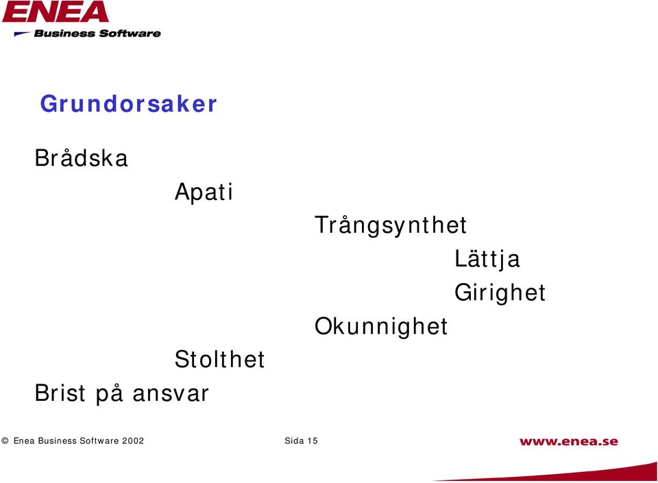 Trångsynthet Lättja Girighet