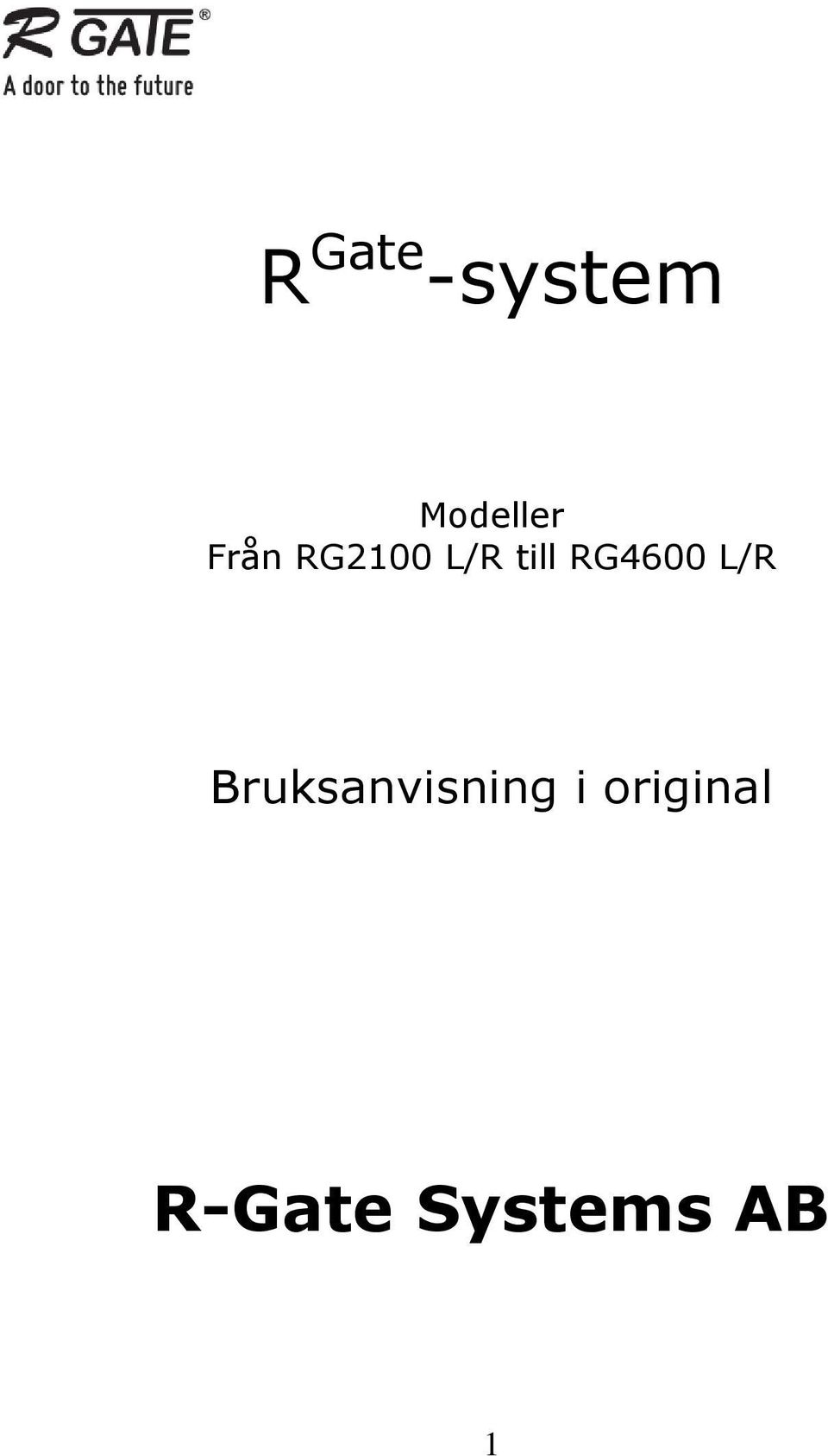 RG4600 L/R Bruksanvisning