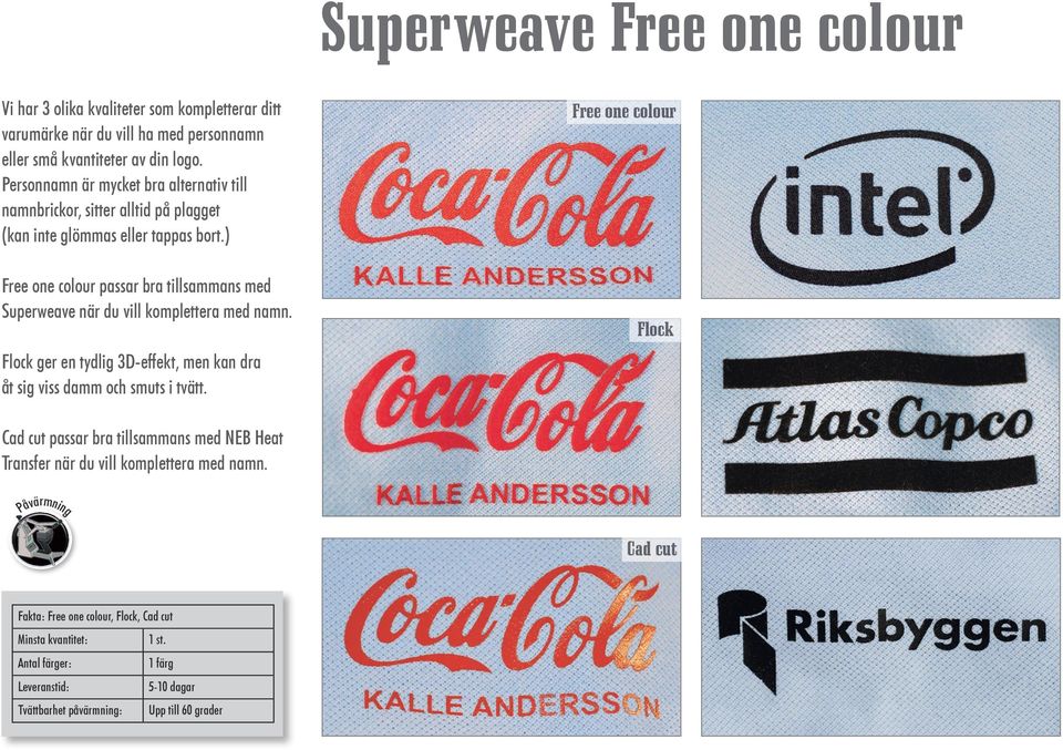 ) Free one colour passar bra tillsammans med Superweave när du vill komplettera med namn.