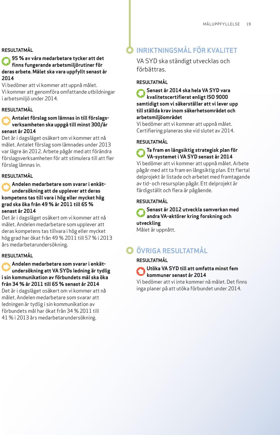 Antalet förslag som lämnas in till förslagsverksamheten ska uppgå till minst 3/år senast år 214 Det är i dagsläget osäkert om vi kommer att nå målet.