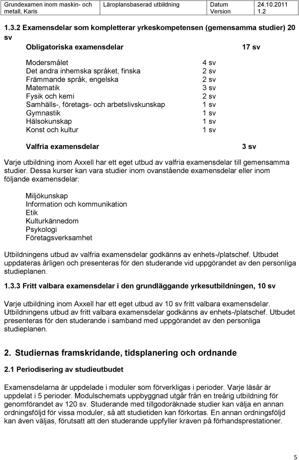 har ett eget utbud av valfria examensdelar till gemensamma studier.