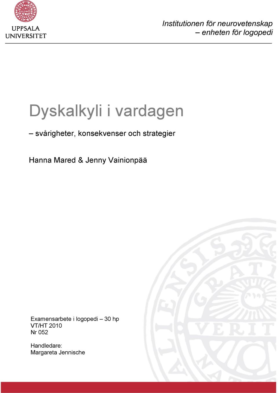 strategier Hanna Mared & Jenny Vainionpää Examensarbete