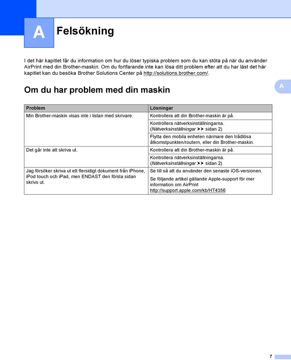 Om du har problem med din maskin A A Problem Min Brother-maskin visas inte i listan med skrivare. Det går inte att skriva ut.