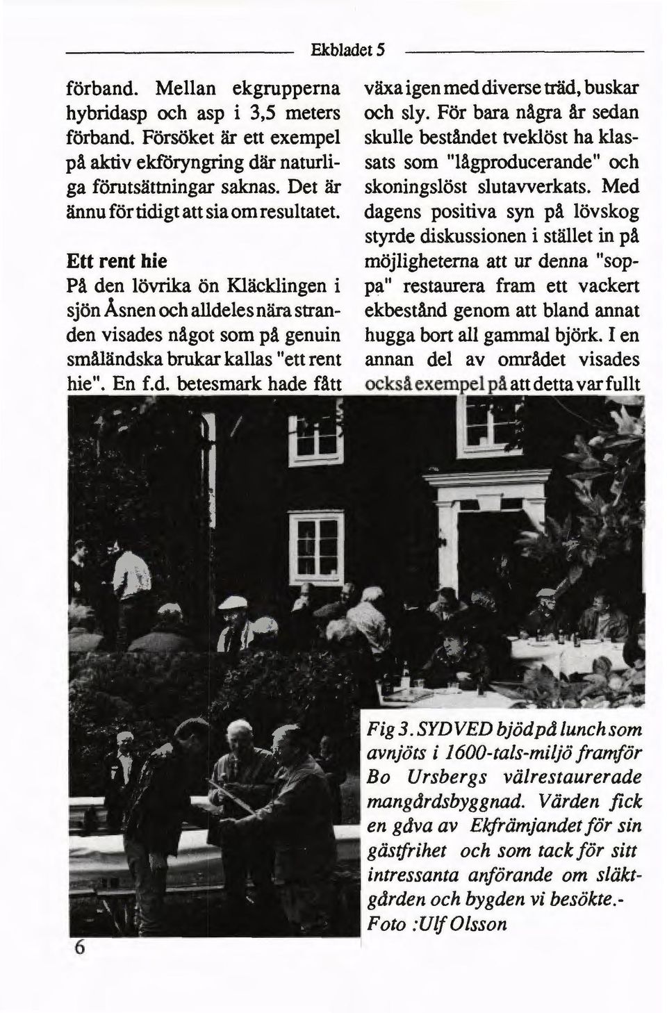 Med ännu för tidigt att sia om resultatet, dagens positiva syn på lövskog styrde diskussionen i stället in på Ett rent hie möjligheterna att ur denna "sop- På den lövrika ön Kläcklingen i pa"