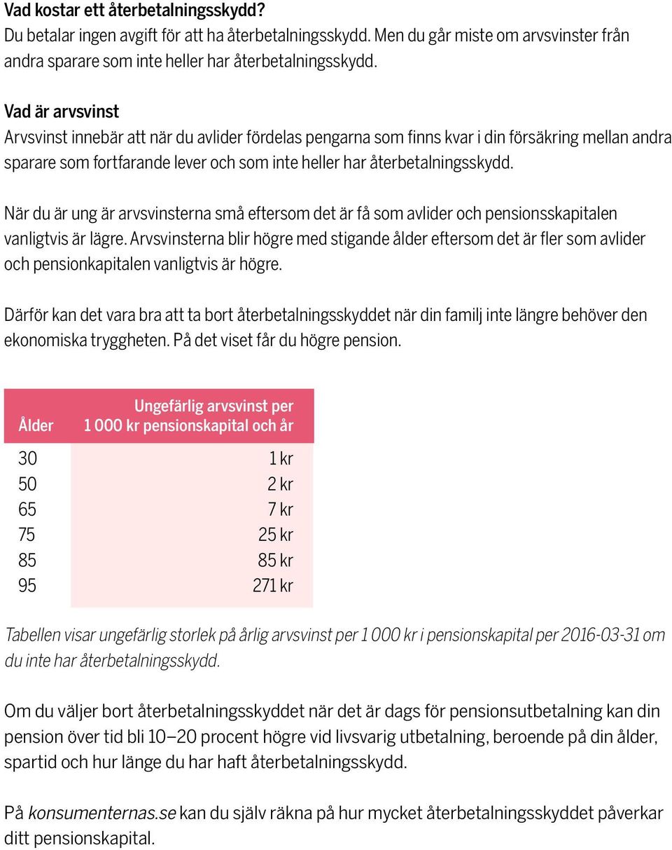 När du är ung är arvsvinsterna små eftersom det är få som avlider och pensionsskapitalen vanligtvis är lägre.