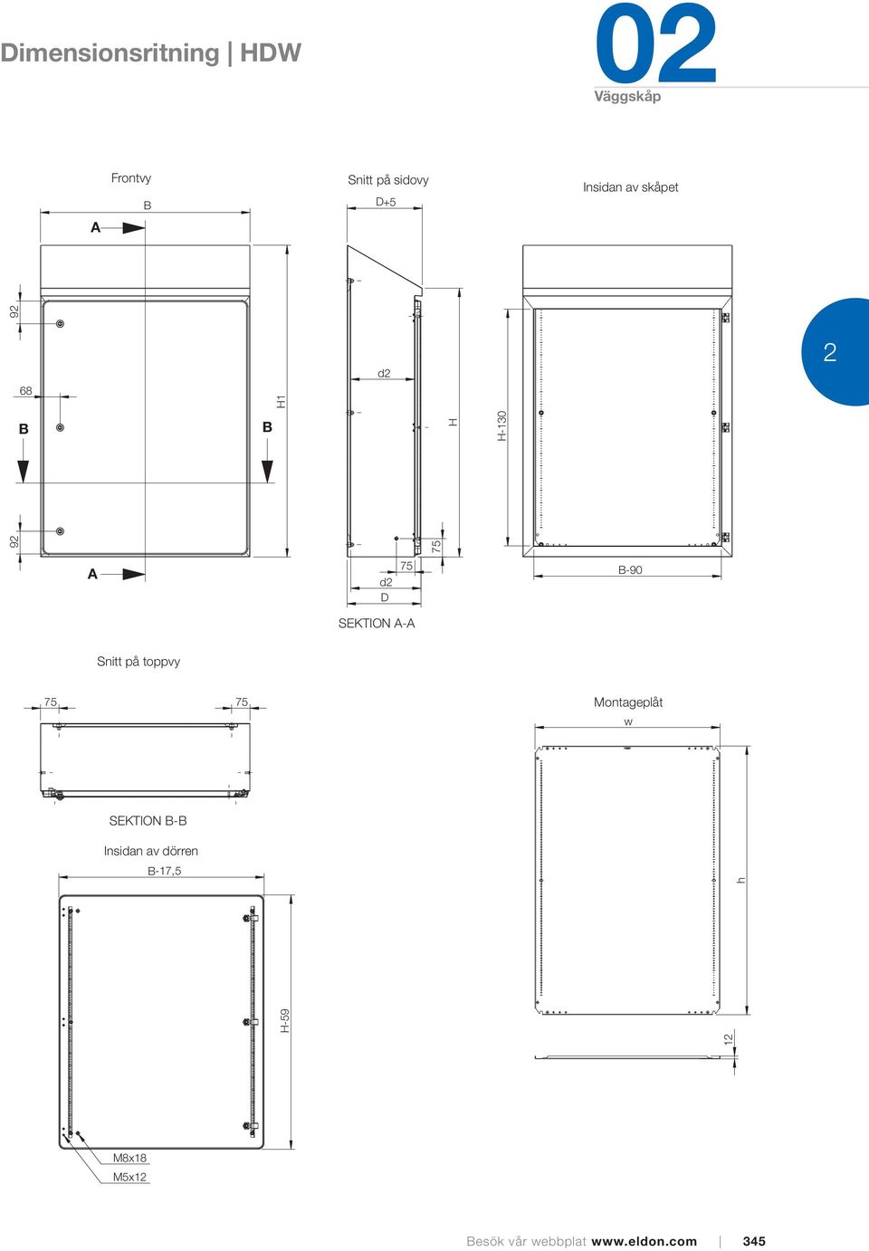 A-A Sectional Snitt top på toppvy view 75 75 Mounting Montageplåt plate w SECTION SEKTION B-B B-B
