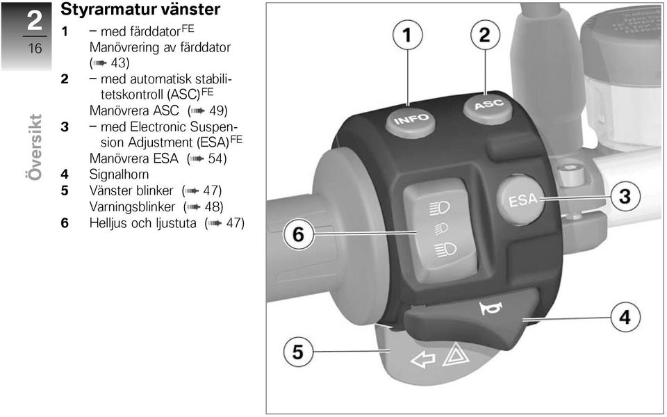 ( 49) 3 med Electronic Suspension Adjustment (ESA) FE Manövrera ESA ( 54) 4