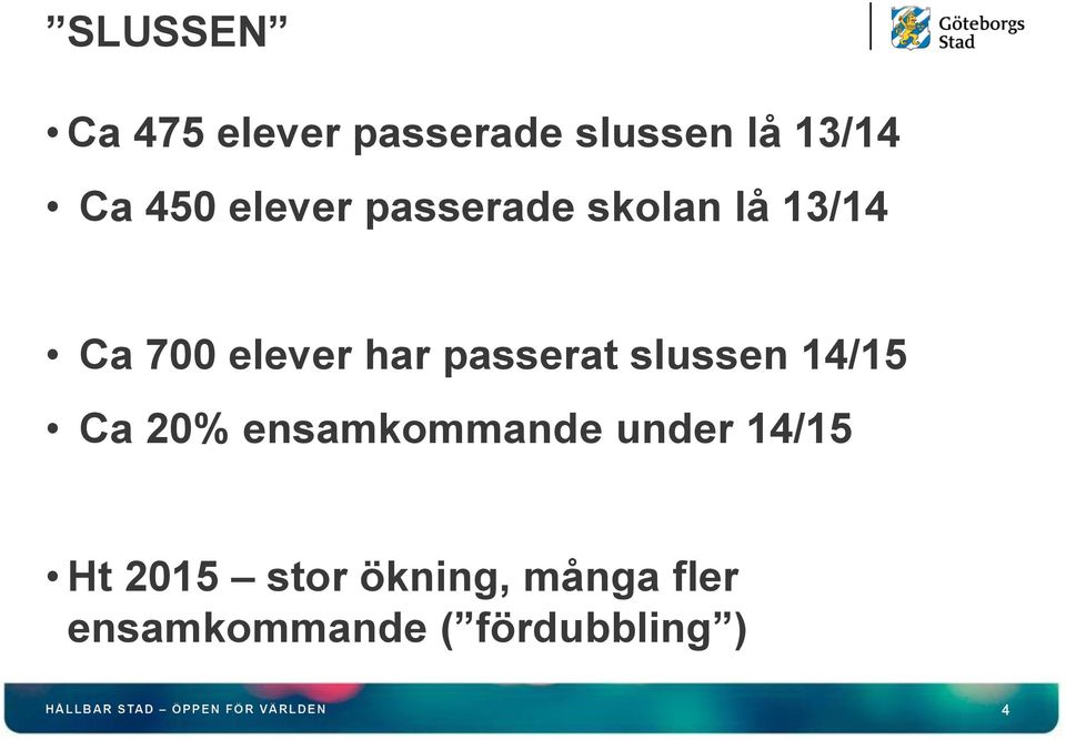 passerat slussen 14/15 Ca 20% ensamkommande under 14/15
