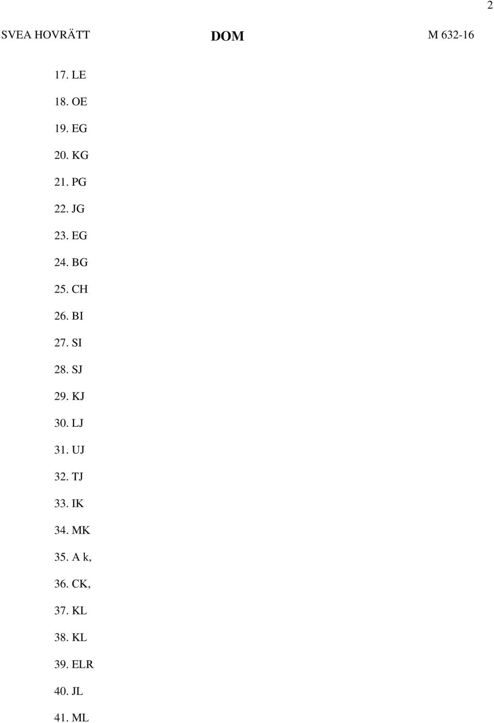 SJ 29. KJ 30. LJ 31. UJ 32. TJ 33. IK 34.