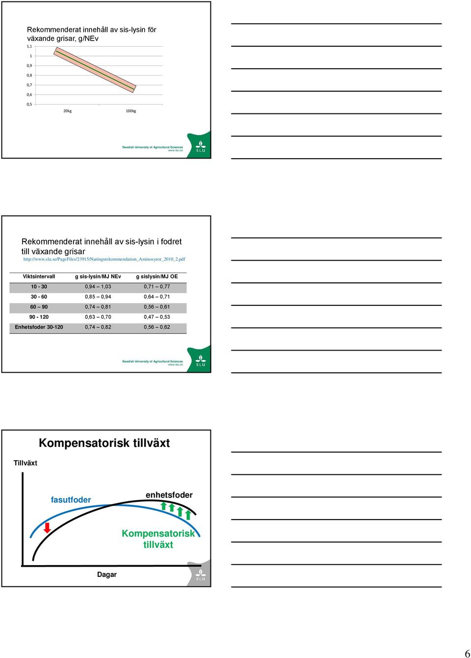 pdf Viktsintervall g sis-lysin/mj NEv g sislysin/mj OE 10-30 0,94 1,03 0,71 0,77 30-60 0,85 0,94 0,64 0,71 60 90 0,74 0,81 0,56