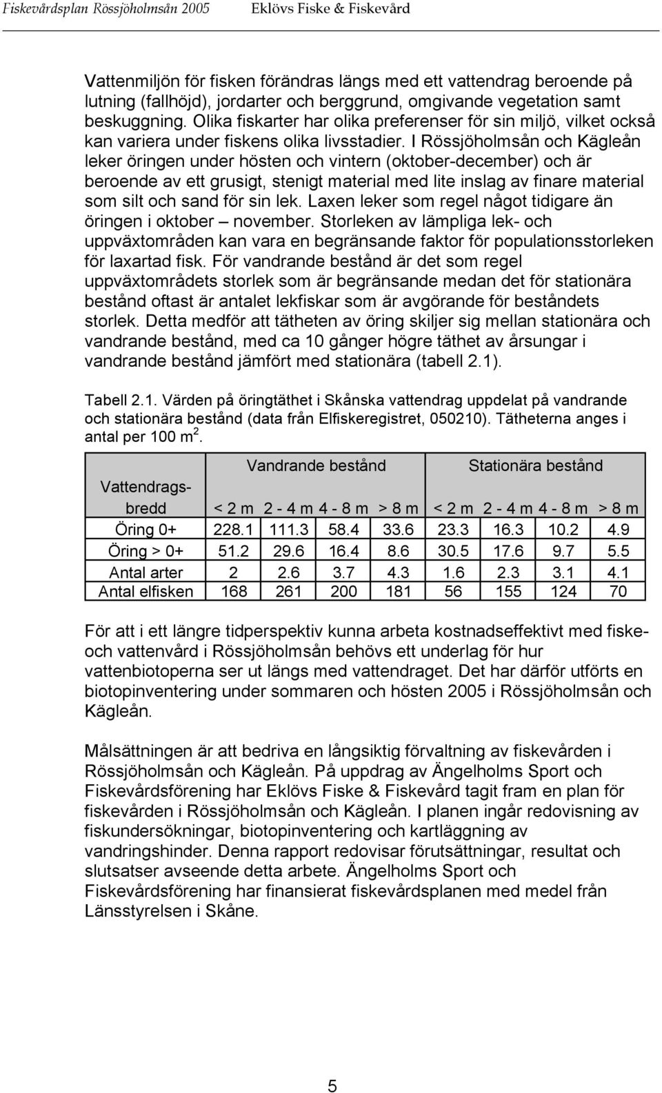 I Rössjöholmsån och Kägleån leker öringen under hösten och vintern (oktober-december) och är beroende av ett grusigt, stenigt material med lite inslag av finare material som silt och sand för sin lek.
