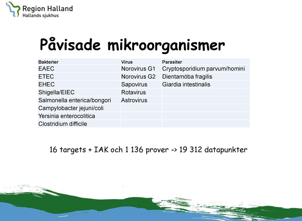 Shigella/EIEC Rotavirus Salmonella enterica/bongori Astrovirus Campylobacter jejuni/coli