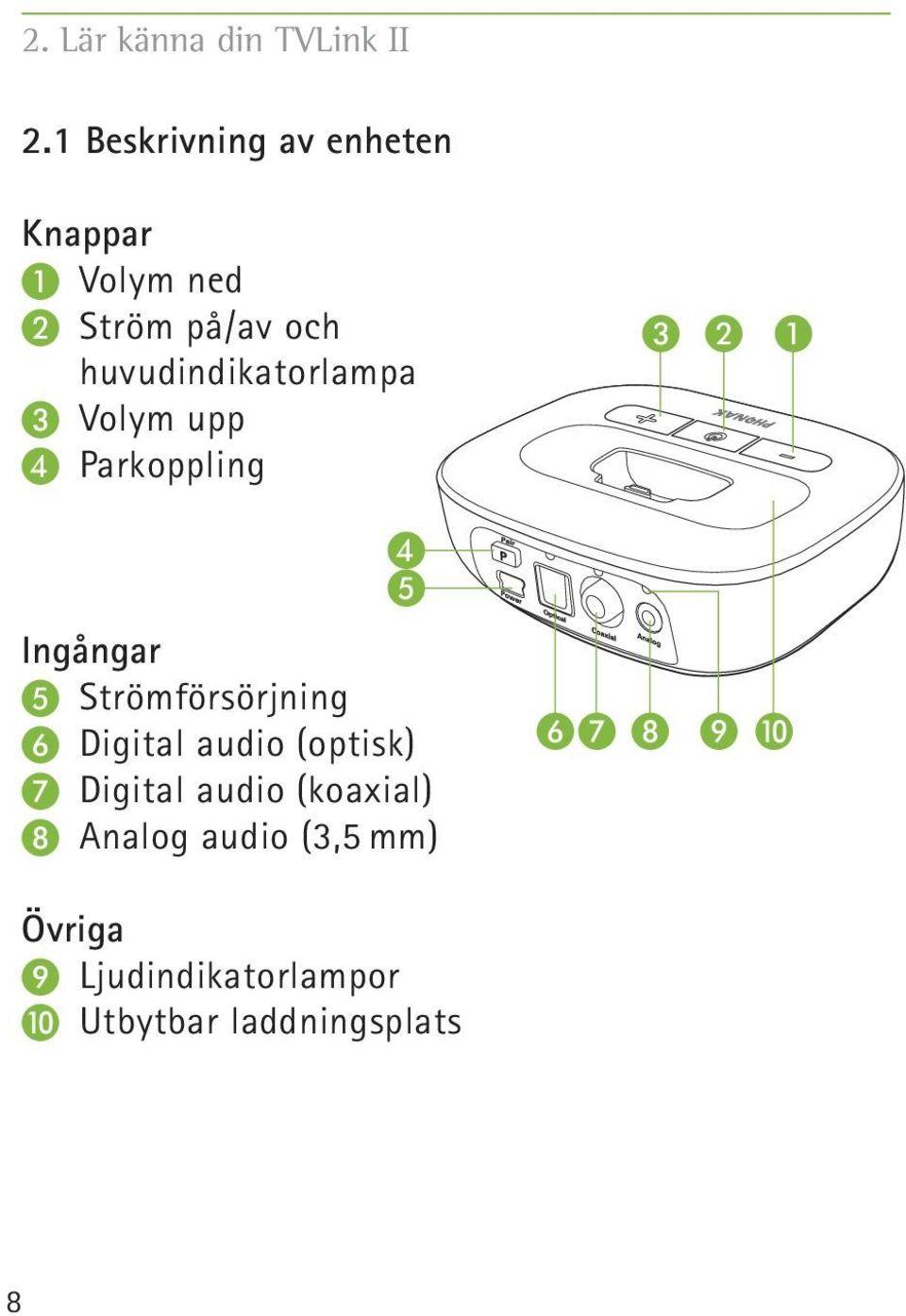 huvudindikatorlampa C Volym upp D Parkoppling C B A D E Ingångar E