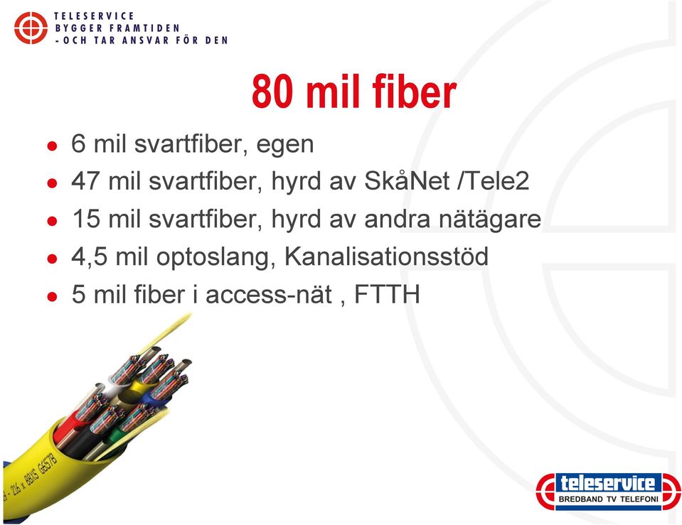 svartfiber, hyrd av andra nätägare 4,5 mil