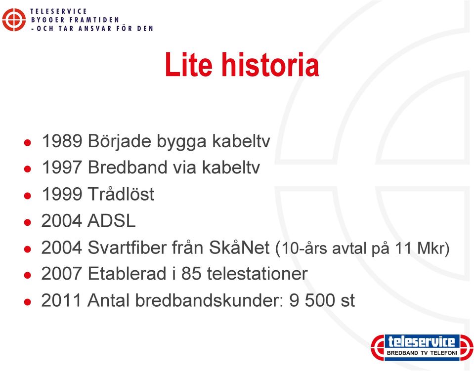 Svartfiber från SkåNet (10-års avtal på 11 Mkr) 2007