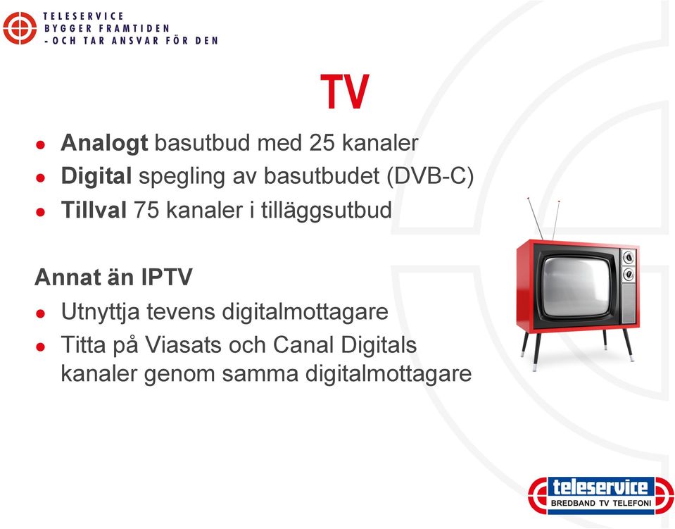 Annat än IPTV Utnyttja tevens digitalmottagare Titta på
