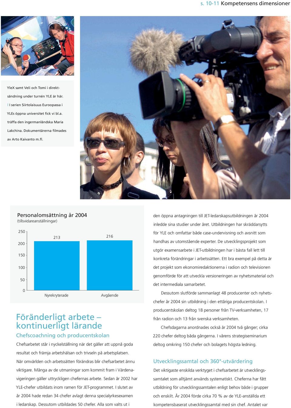 Personalomsättning år 2004 (tillsvidareanställningar) 250 200 150 100 213 216 den öppna antagningen till JET-ledarskapsutbildningen år 2004 inledde sina studier under året.