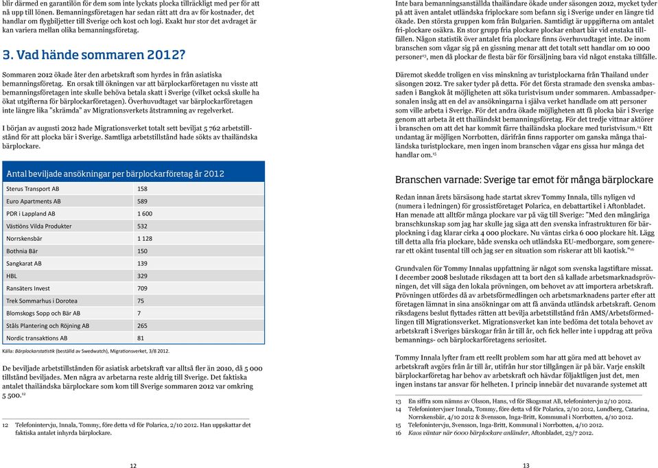 Vad hände sommaren 2012? Sommaren 2012 ökade åter den arbetskraft som hyrdes in från asiatiska bemanningsföretag.