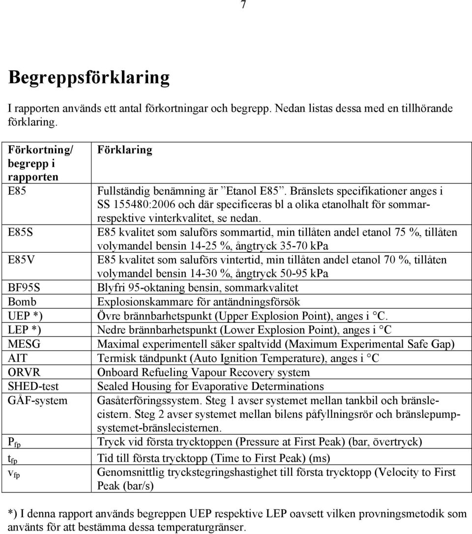 Bränslets specifikationer anges i SS 155480:2006 och där specificeras bl a olika etanolhalt för sommarrespektive vinterkvalitet, se nedan.