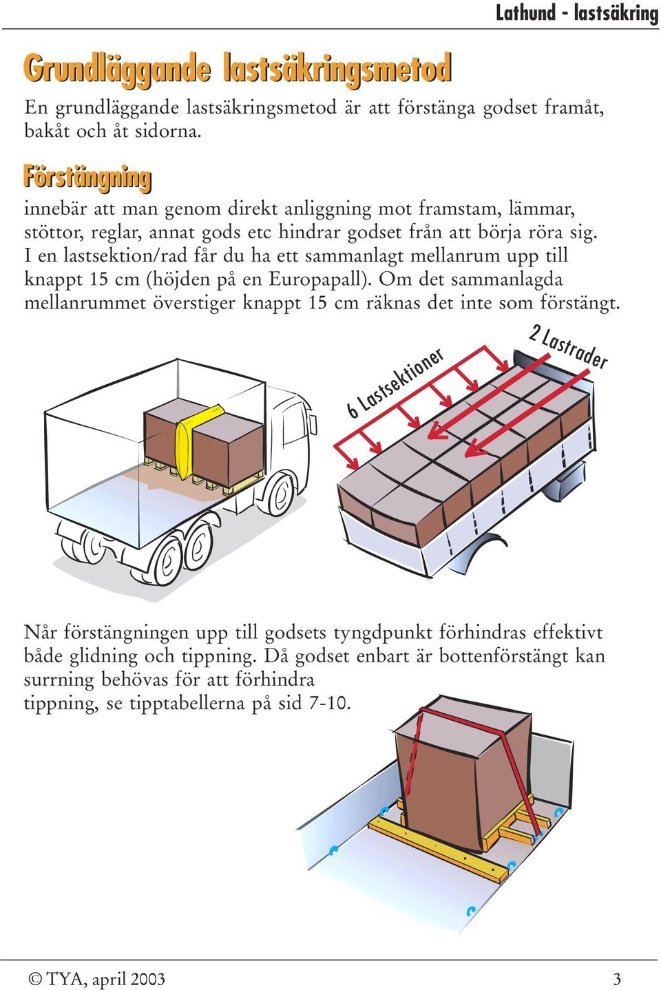 I en lastsektion/rad får du ha ett sammanlagt mellanrum upp till knappt 15 cm (höjden på en Europapall).