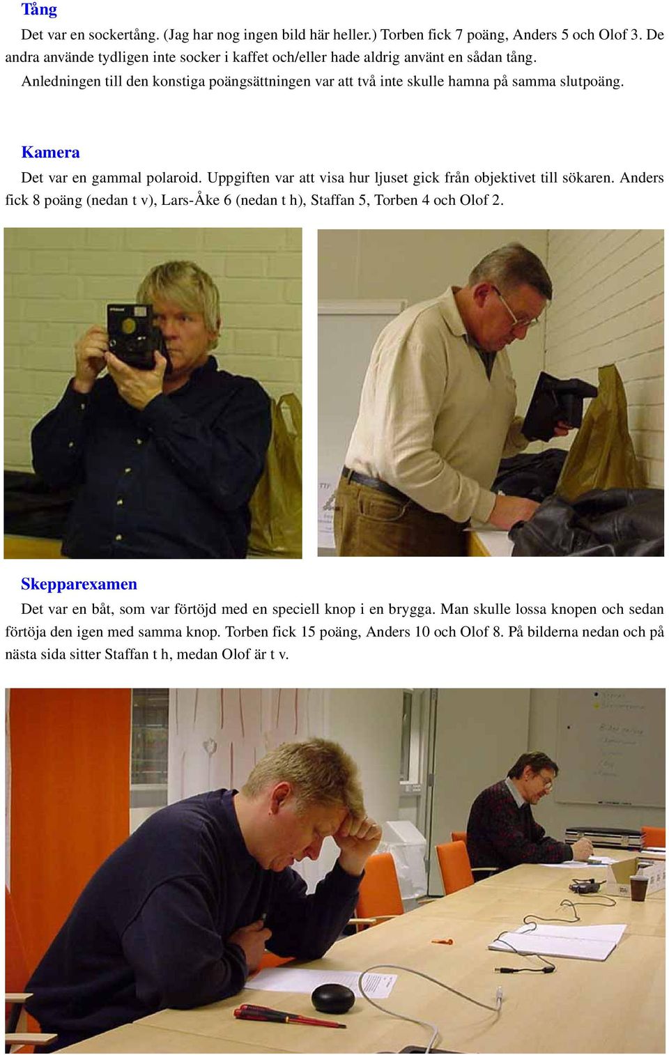 Kamera Det var en gammal polaroid. Uppgiften var att visa hur ljuset gick från objektivet till sökaren.