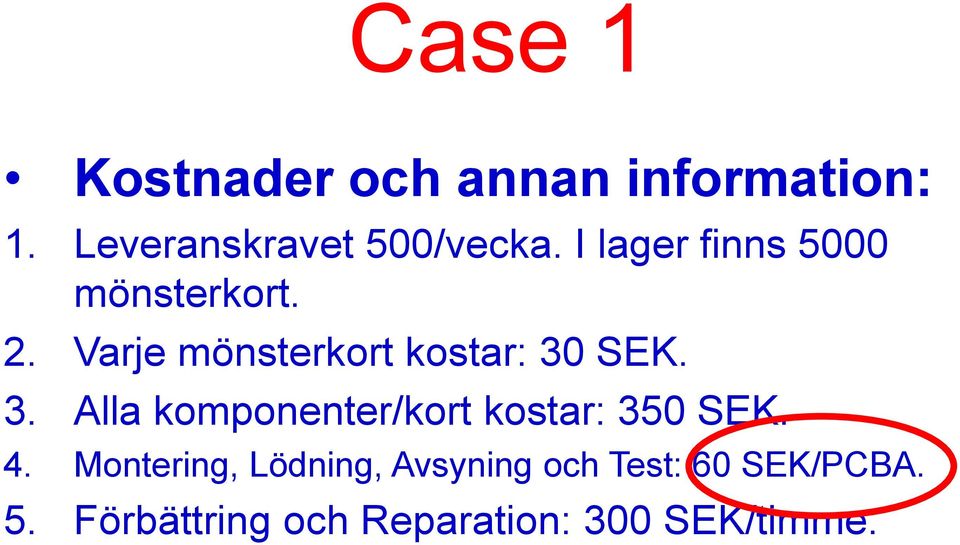 3. Alla komponenter/kort kostar: 350 SEK. 4.