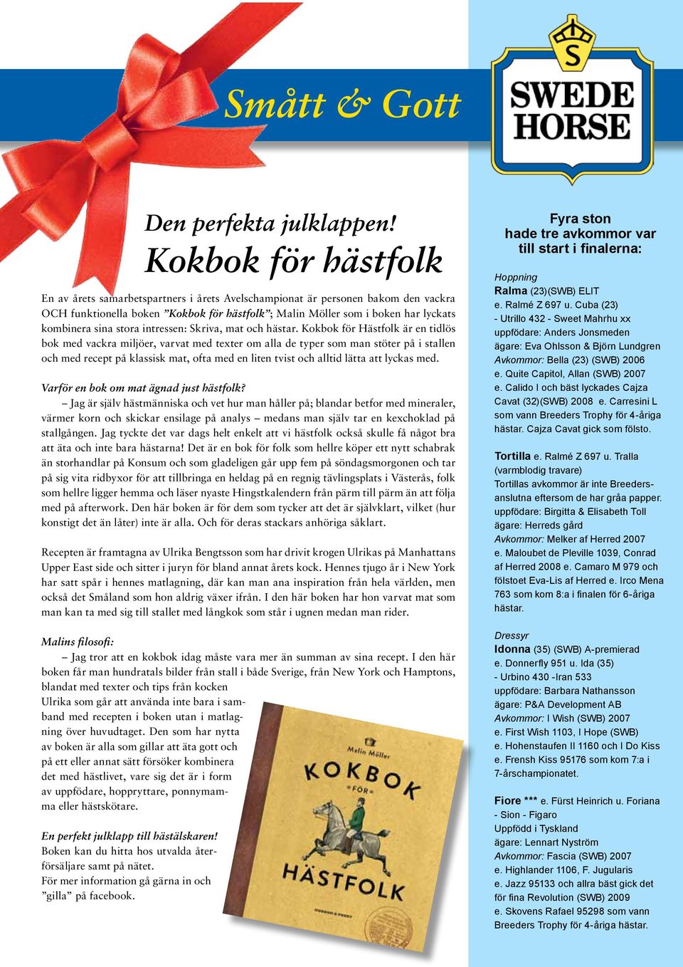 stora intressen: Skriva, mat och hästar.