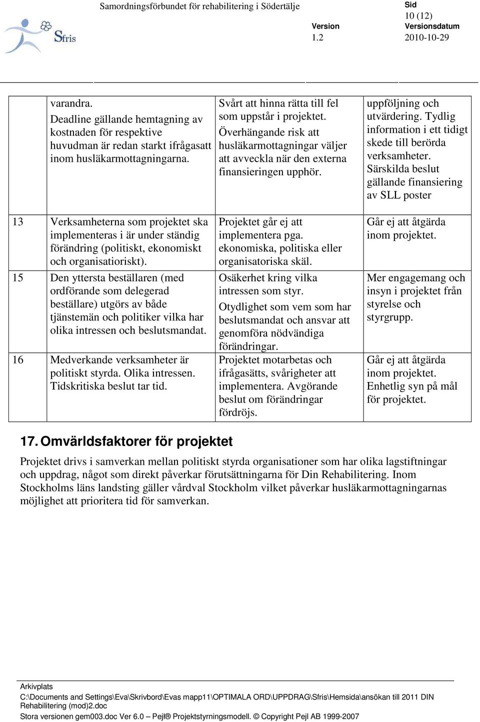 Tydlig information i ett tidigt skede till berörda verksamheter.