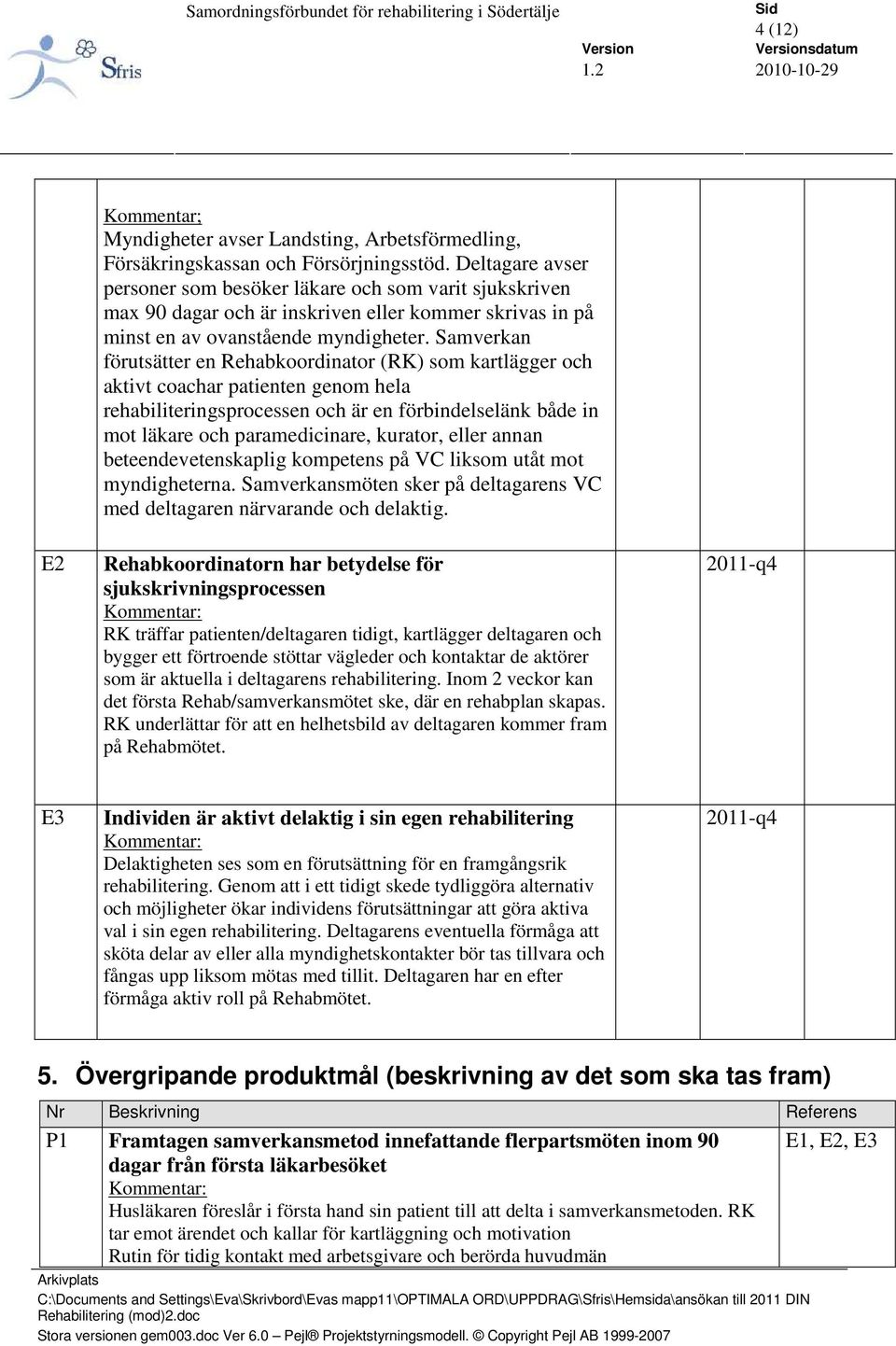 Samverkan förutsätter en Rehabkoordinator (RK) som kartlägger och aktivt coachar patienten genom hela rehabiliteringsprocessen och är en förbindelselänk både in mot läkare och paramedicinare,