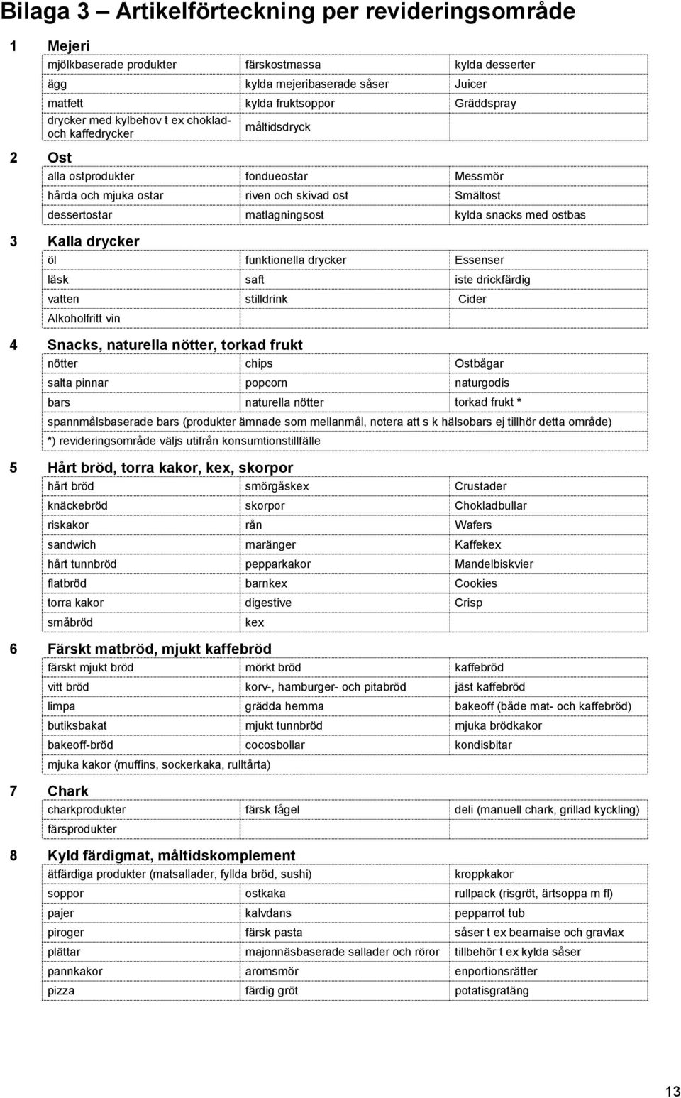3 Kalla drycker öl funktionella drycker Essenser läsk saft iste drickfärdig vatten stilldrink Cider Alkoholfritt vin 4 Snacks, naturella nötter, torkad frukt nötter chips Ostbågar salta pinnar