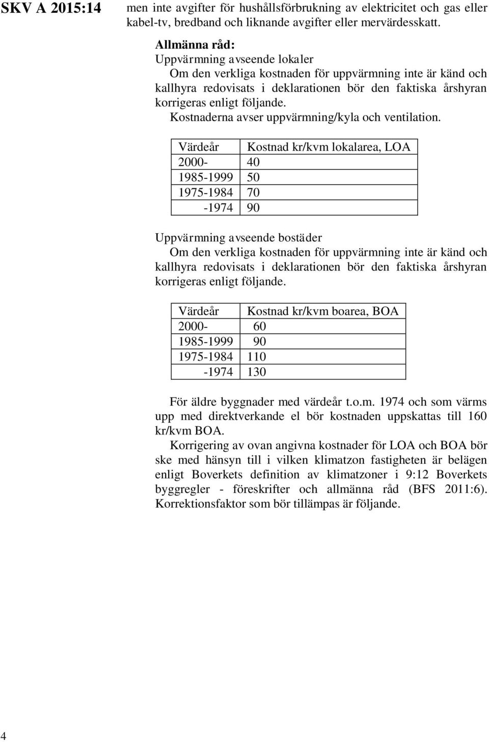 Kostnaderna avser uppvärmning/kyla och ventilation.