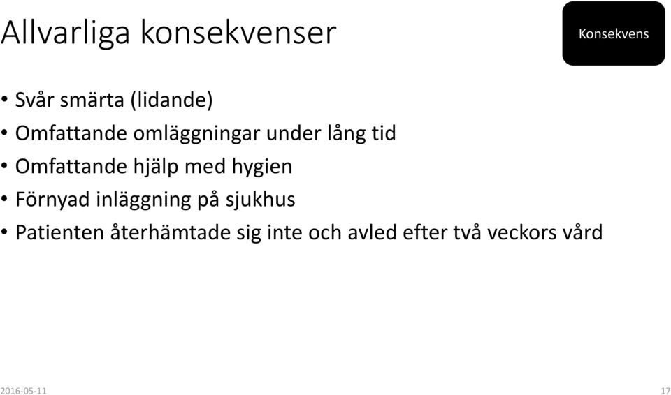 med hygien Förnyad inläggning på sjukhus Patienten