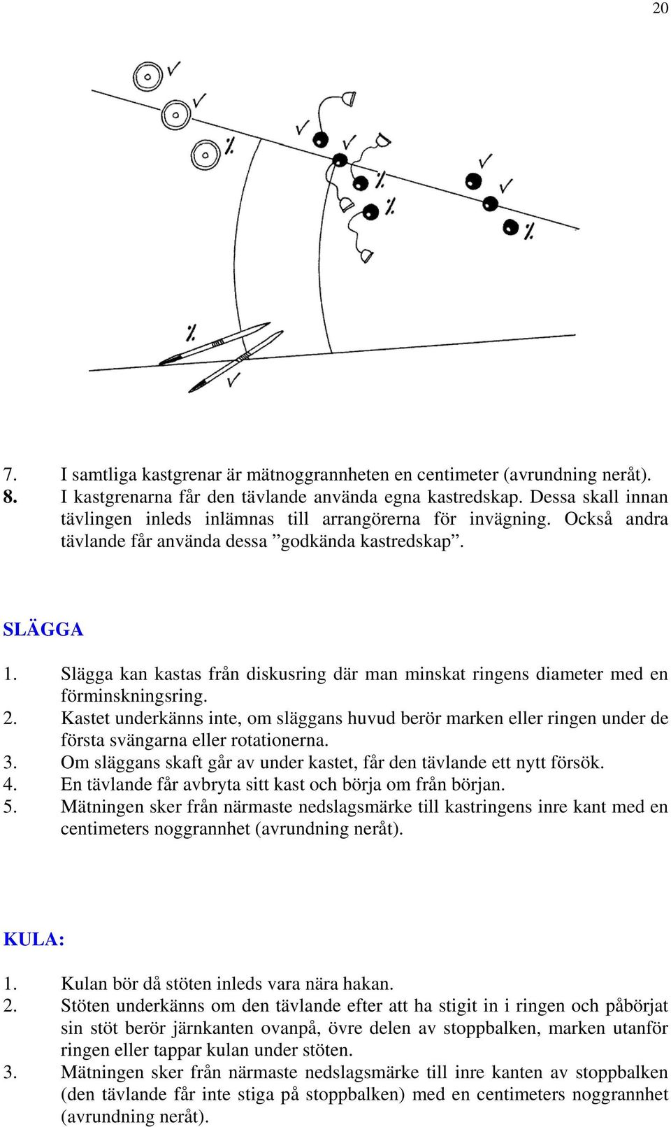 Slägga kan kastas från diskusring där man minskat ringens diameter med en förminskningsring. 2.