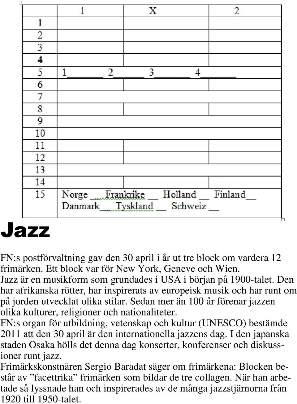 FN:s organ för utbildning, vetenskap och kultur (UNESCO) bestämde 2011 att den 30 april är den internationella jazzens dag.