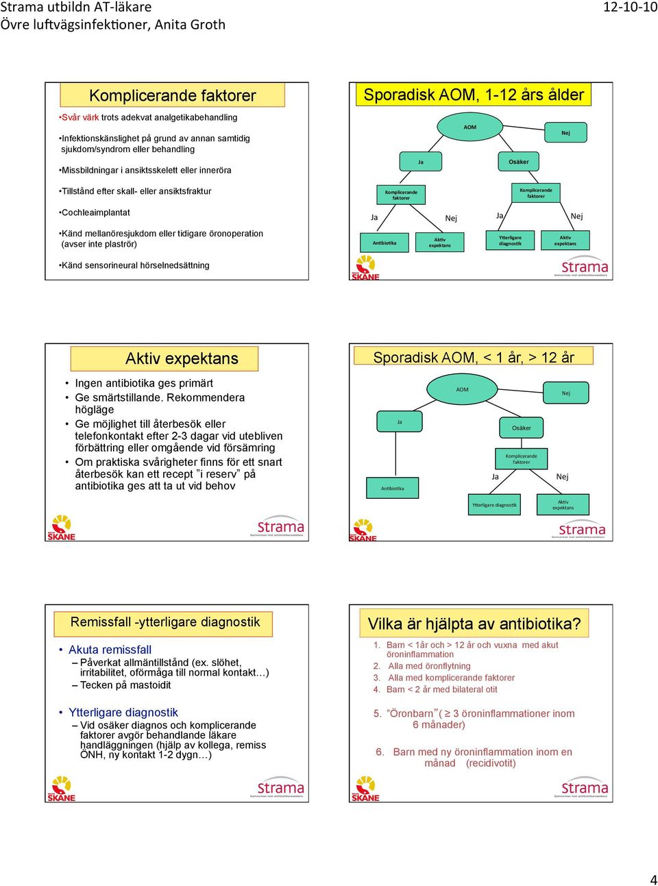 tidigare öronoperation (avser inte plaströr) An(bio(ka Ak(v expektans YJerligare diagnos(k Ak(v expektans Känd sensorineural hörselnedsättning Aktiv expektans Sporadisk AOM, < 1 år, > 12 år Ingen