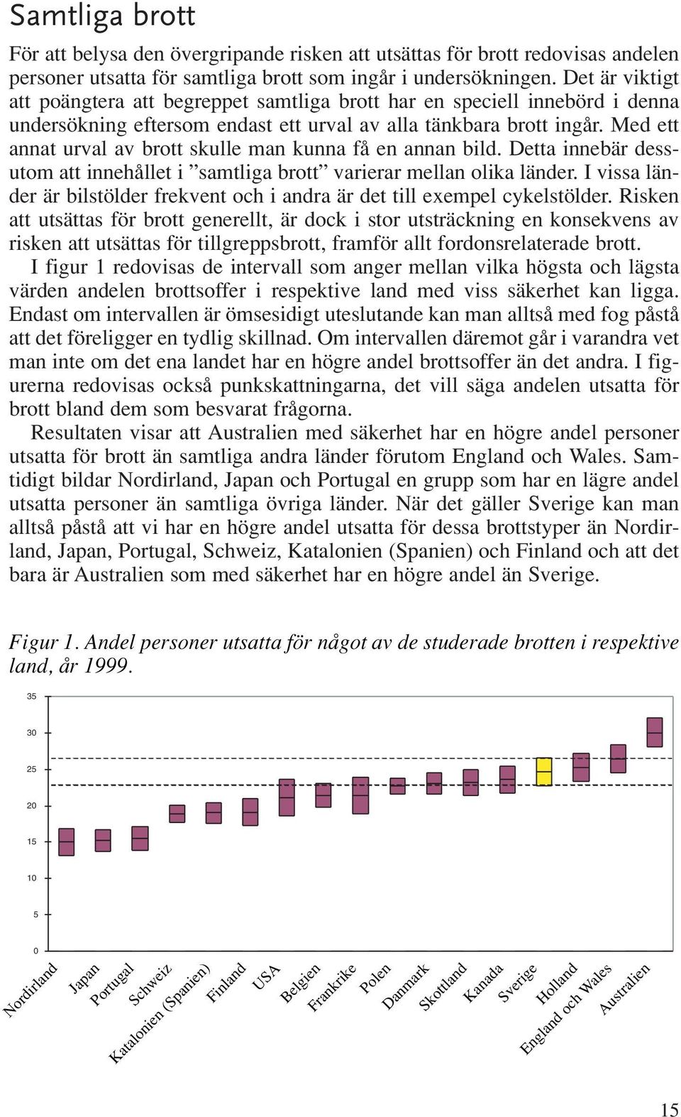 Med ett annat urval av brott skulle man kunna få en annan bild. Detta innebär dessutom att innehållet i samtliga brott varierar mellan olika länder.