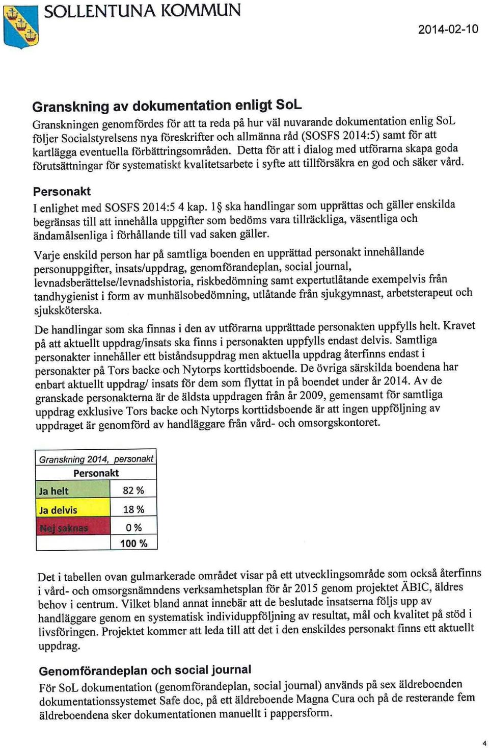 Detta för att i dialog med utförarna skapa goda förutsättningar för systematiskt kvalitetsarbete i syfte att tillförsäkra en god och säker vård. Personakt I enlighet med SOSFS 2014:5 4 kap.