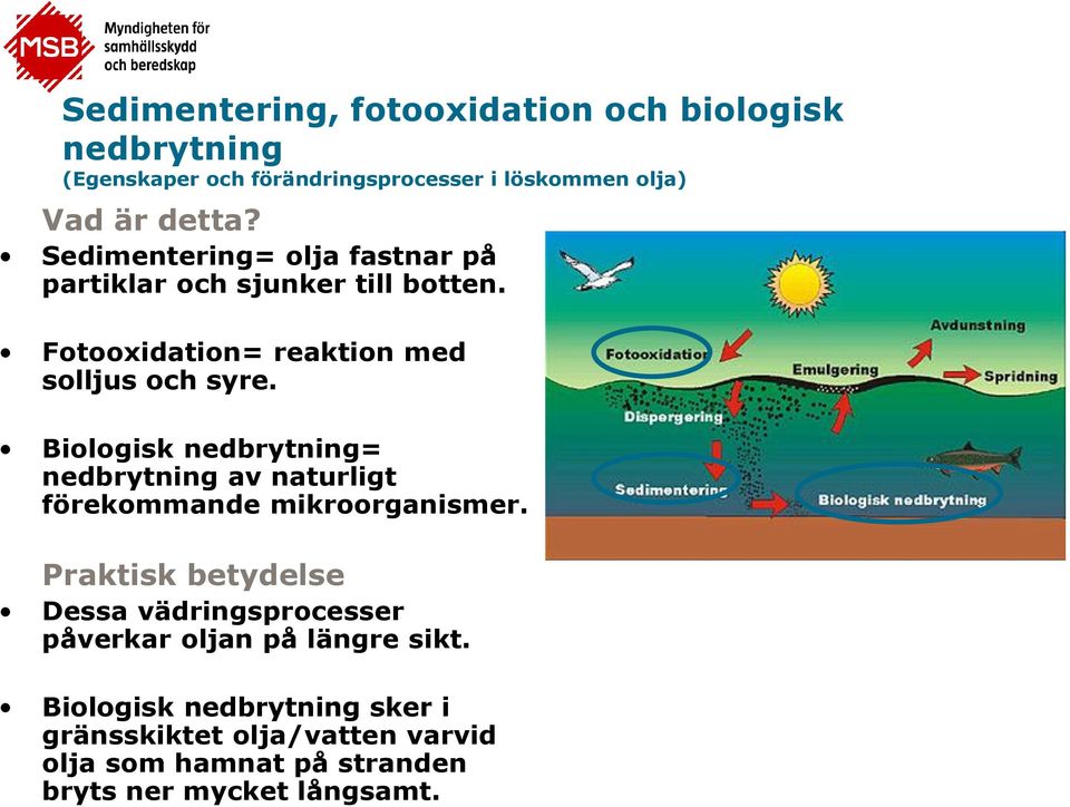 Biologisk nedbrytning= nedbrytning av naturligt förekommande mikroorganismer.