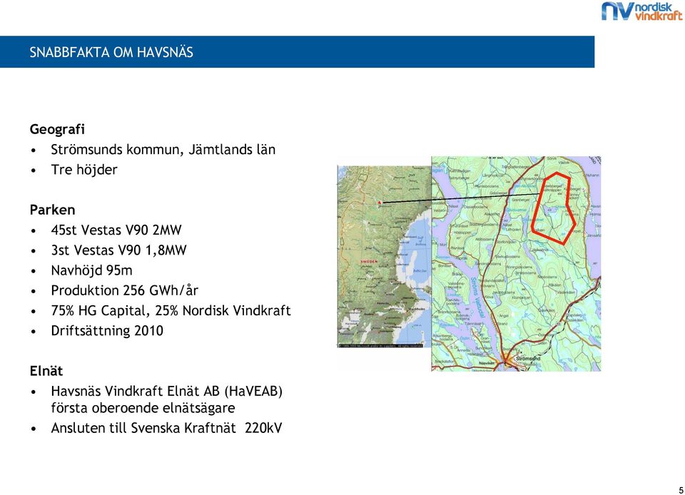 GWh/år 75% HG Capital, 25% Nordisk Vindkraft Driftsättning 2010 Elnät Havsnäs