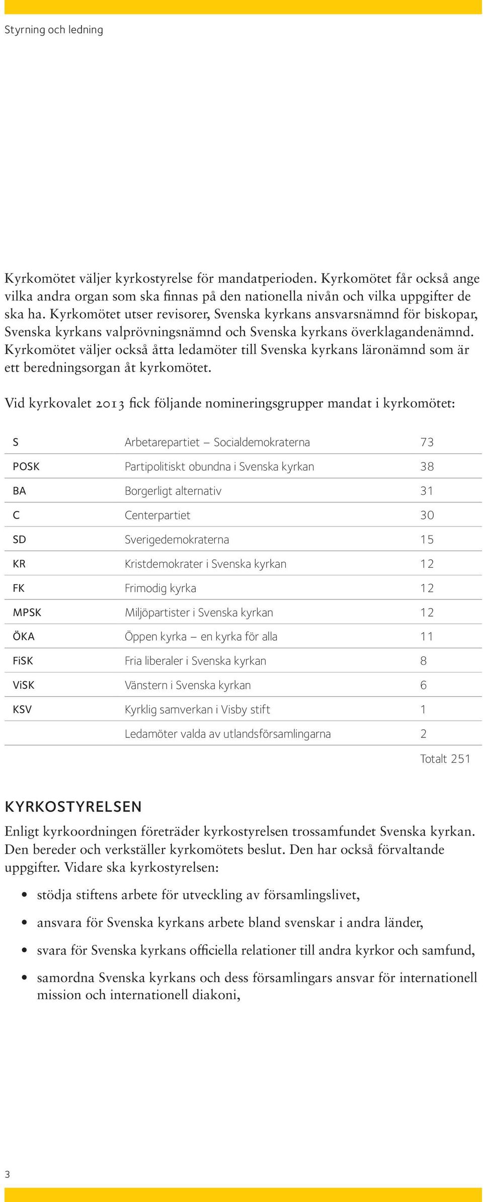 Kyrkomötet väljer också åtta ledamöter till Svenska kyrkans läronämnd som är ett beredningsorgan åt kyrkomötet.