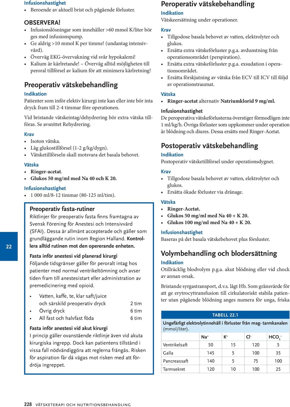 Preoperativ vätskebehandling Patienter som inför elektiv kirurgi inte kan eller inte bör inta dryck fram till 2-4 timmar före operationen.