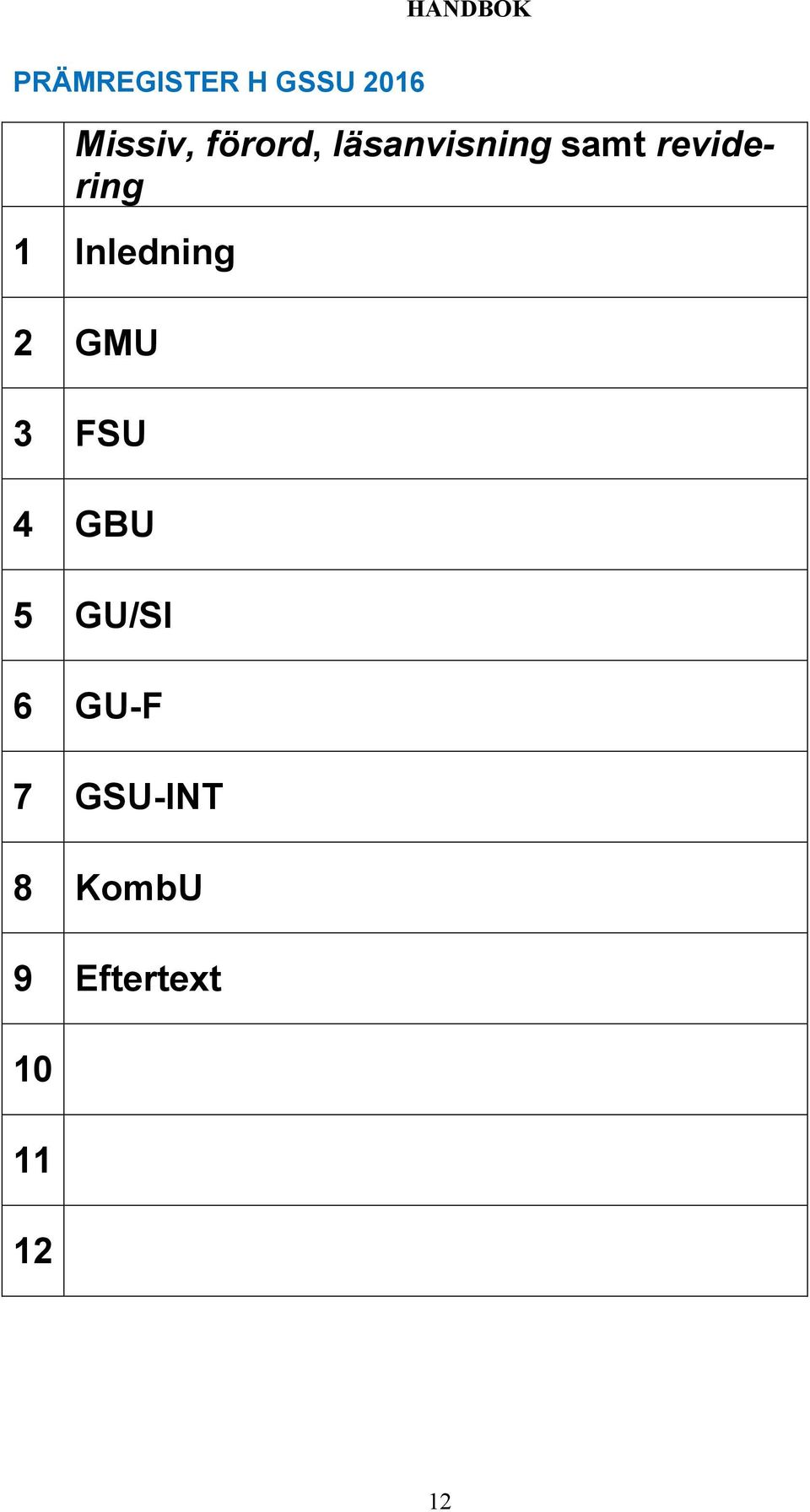 Inledning 2 GMU 3 FSU 4 GBU 5 GU/SI 6