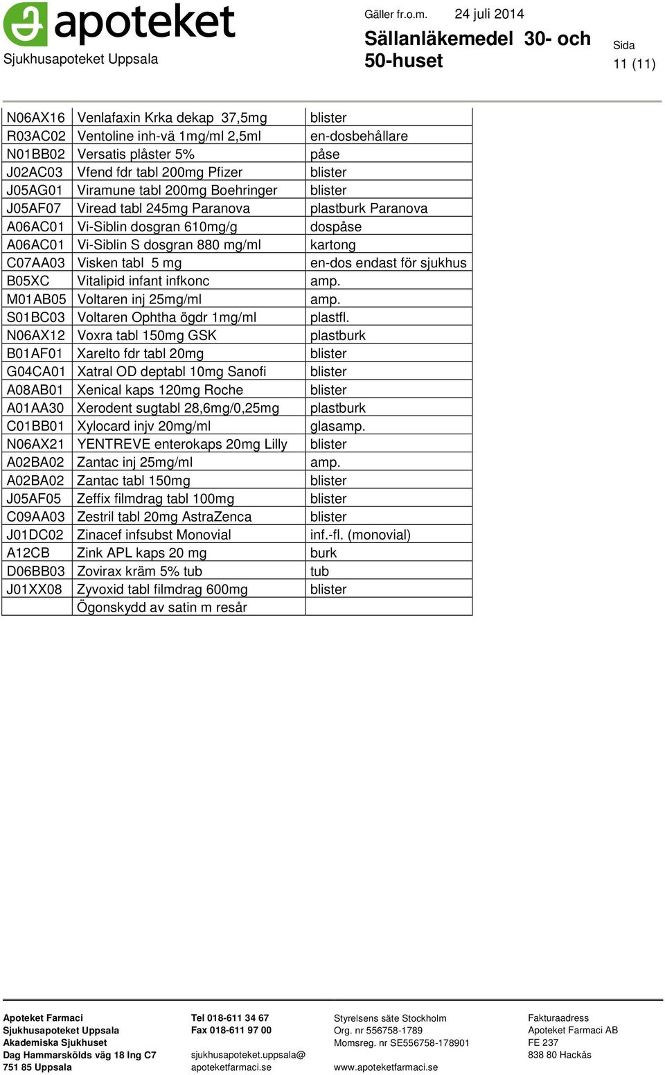 Vitalipid infant infkonc M01AB05 Voltaren inj 25mg/ml S01BC03 Voltaren Ophtha ögdr 1mg/ml plastfl.