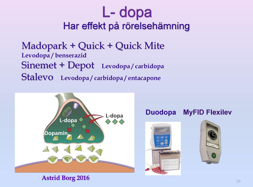 Depot Levodopa / carbidopa Stalevo Levodopa /