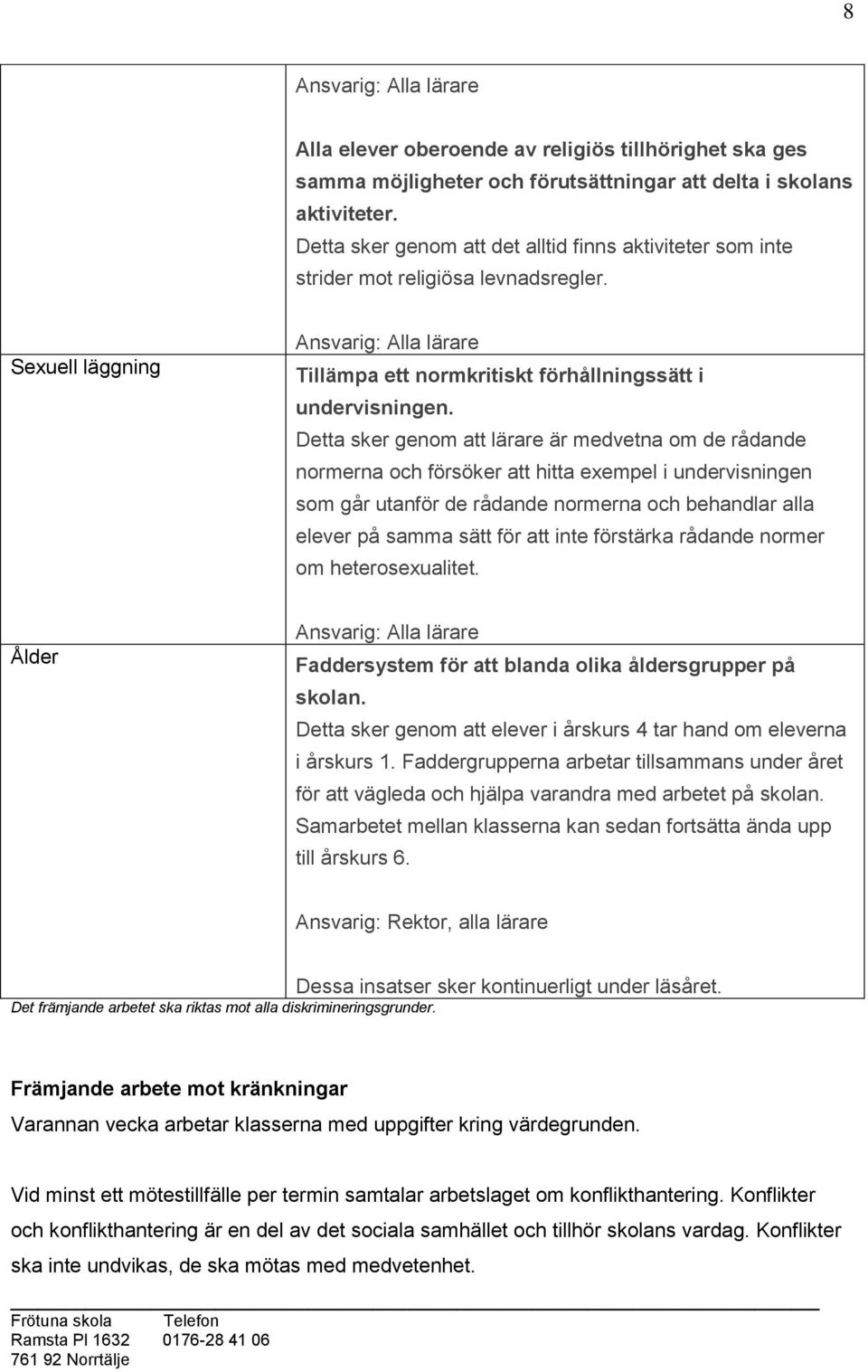 Detta sker genom att lärare är medvetna om de rådande normerna och försöker att hitta exempel i undervisningen som går utanför de rådande normerna och behandlar alla elever på samma sätt för att inte