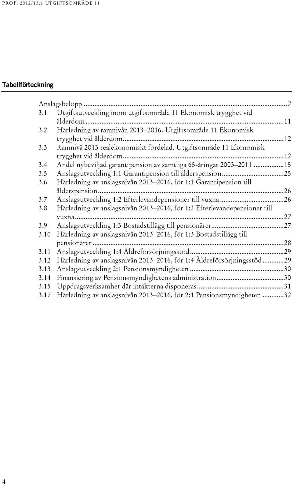 .. 15 3.5 Anslagsutveckling 1:1 Garantipension till ålderspension... 25 3.6 Härledning av anslagsnivån 2013 2016, för 1:1 Garantipension till ålderspension... 26 3.