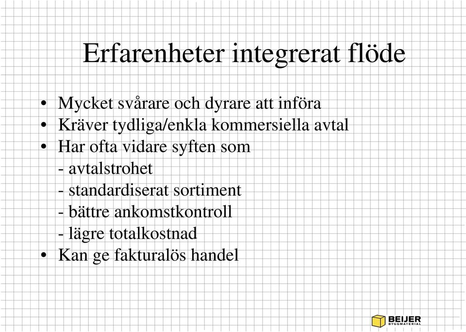 vidare syften som - avtalstrohet - standardiserat sortiment -